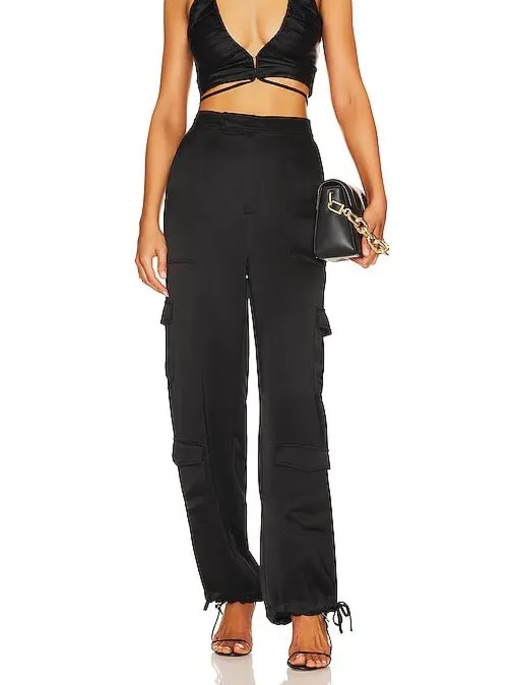Nicholas Nori Utilitarian Drawcord Hem Satin High Rise Pant